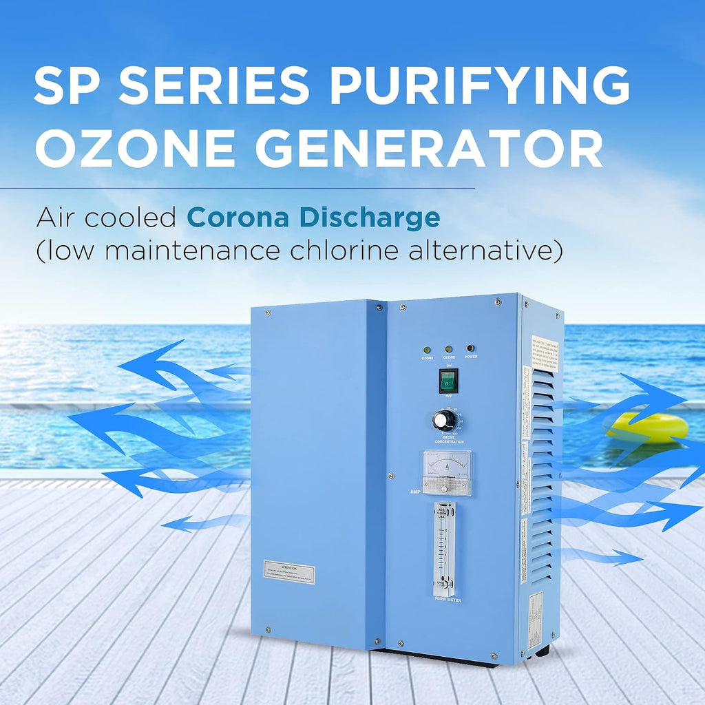 SP-5G, 5g/hr. Swimming Pool Water Ozone Generator, Cleaner, and Purifier Restores Clear, Chlorine-Free Water, Keep Water Crystal Clear,15,000 gallons Water Capacity