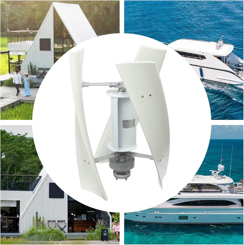 Wind Generator, 500W 12V 3 Blade Vertical Wind Turbine Generator Vertical Axis Wind Turbine Vertical Wind Generators Kit Wind Power Generators w/Auxiliary Wind Wheel for Home, Business, Ships