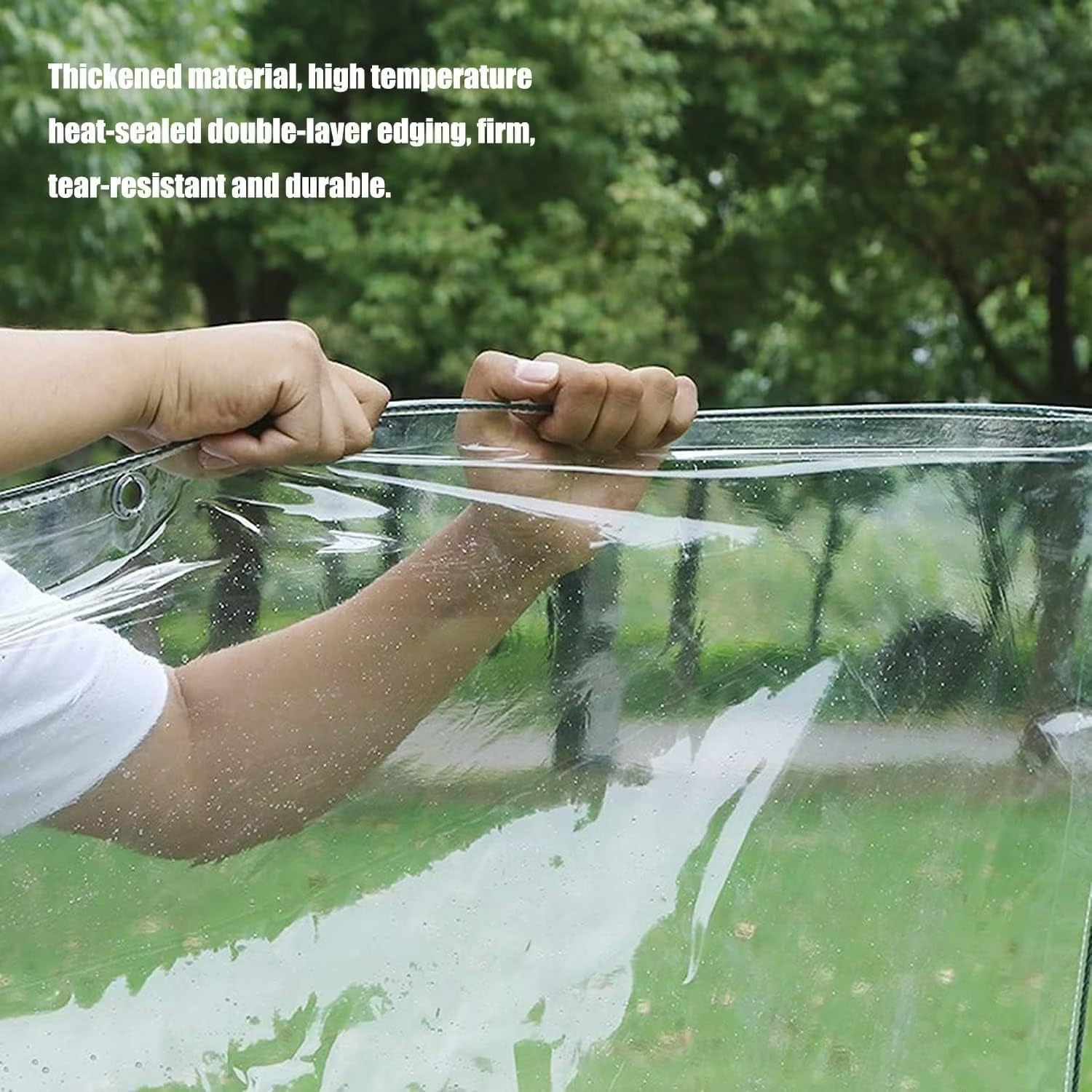 12' X 20' Clear Tarps Heavy Duty Waterproof PVC Vinyl 14 Mil Thick, Glass Tarpaulin with Metal Grommets, Protects Against Water, Tear, Cold Weather Resistan for Greenhouse Balcony Garden