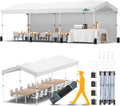 COBIZI 10x30 Pop Up Canopy with One Button Push Center Lock,Ez Up Portable Carport with 3 sidewalls,Waterproof UV50+ Outdoor Party Commercial Carport Canopy Gazebos with Roller Bag(10 x 30 ft White)