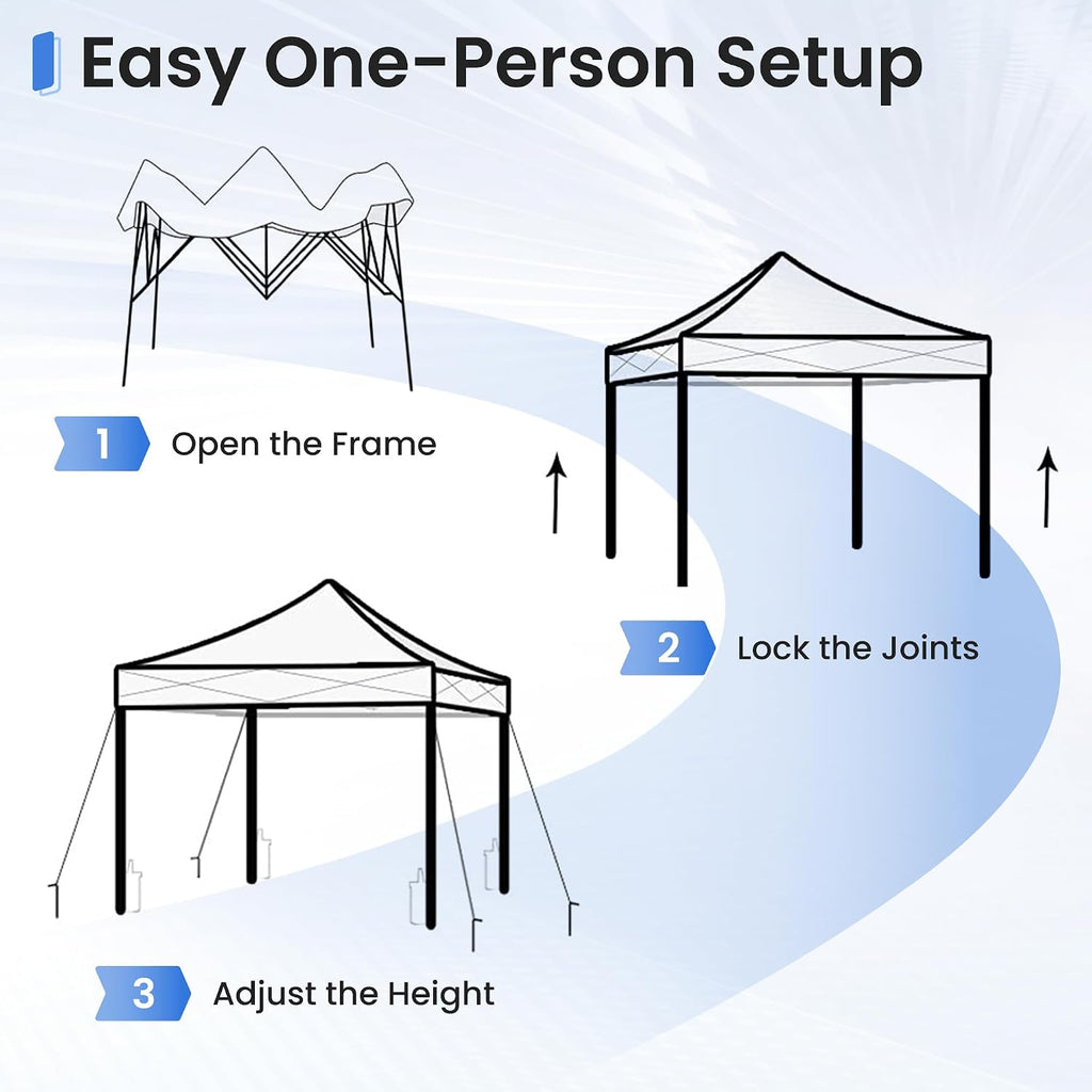 Pop Up Canopy Tent Instant Shelter, Portable Outdoor Sun Shade (Light Blue, 10x10 with Sidewalls)