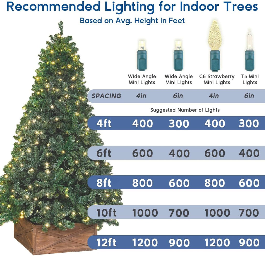 Novelty Lights 12-Pack, 50 Feet 100 LED Red Christmas Mini Light String on Green Wire, 5mm Wide Angle Bulbs, Connectable, Indoor/Outdoor Decor, UL Listed