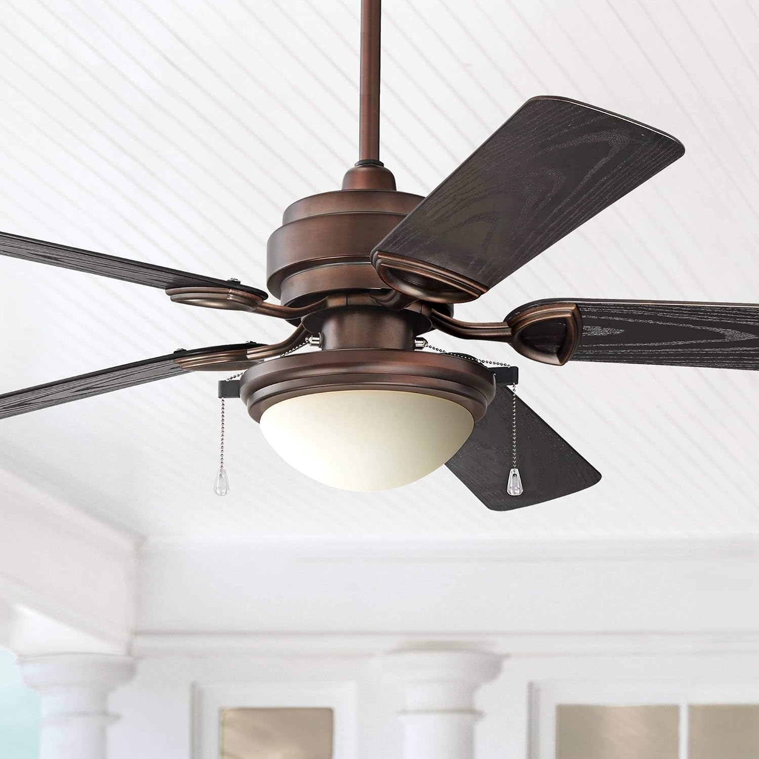 Casa Vieja 52' Marina Breeze Industrial Rustic Farmhouse Indoor Outdoor Ceiling Fan with LED Light Oil Brushed Bronze Brown Wet Rated for Patio Exterior House Home Porch Gazebo Garage Barn