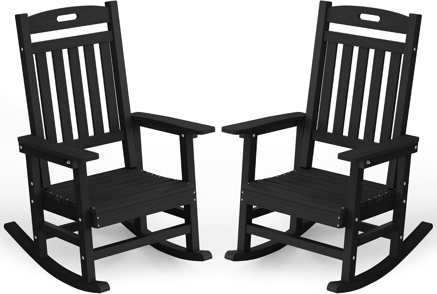 YEFU Outdoor Rocking Chairs Set of 2: Patio Rocking Chair for Adult, Outdoor Rocker Weather Resistant, Easy to Assemble, Safe&Comfortable, Black