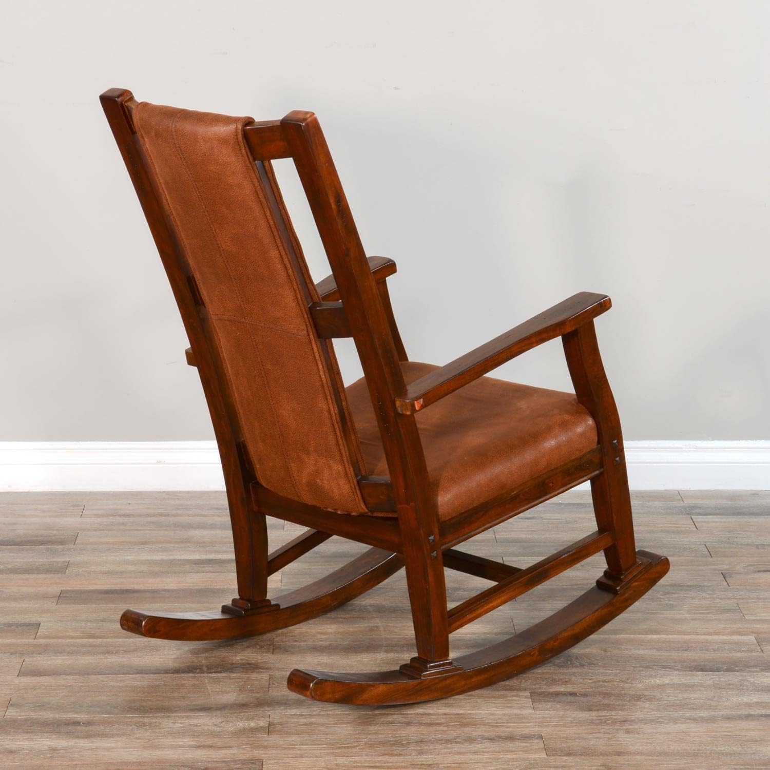 Pemberly Row Wood Rocking Chair, Indoor in Chocolate (41' H x 26' W x 22.5' D) for Living Room with Cushion Seat, High Back, Easy Assembly