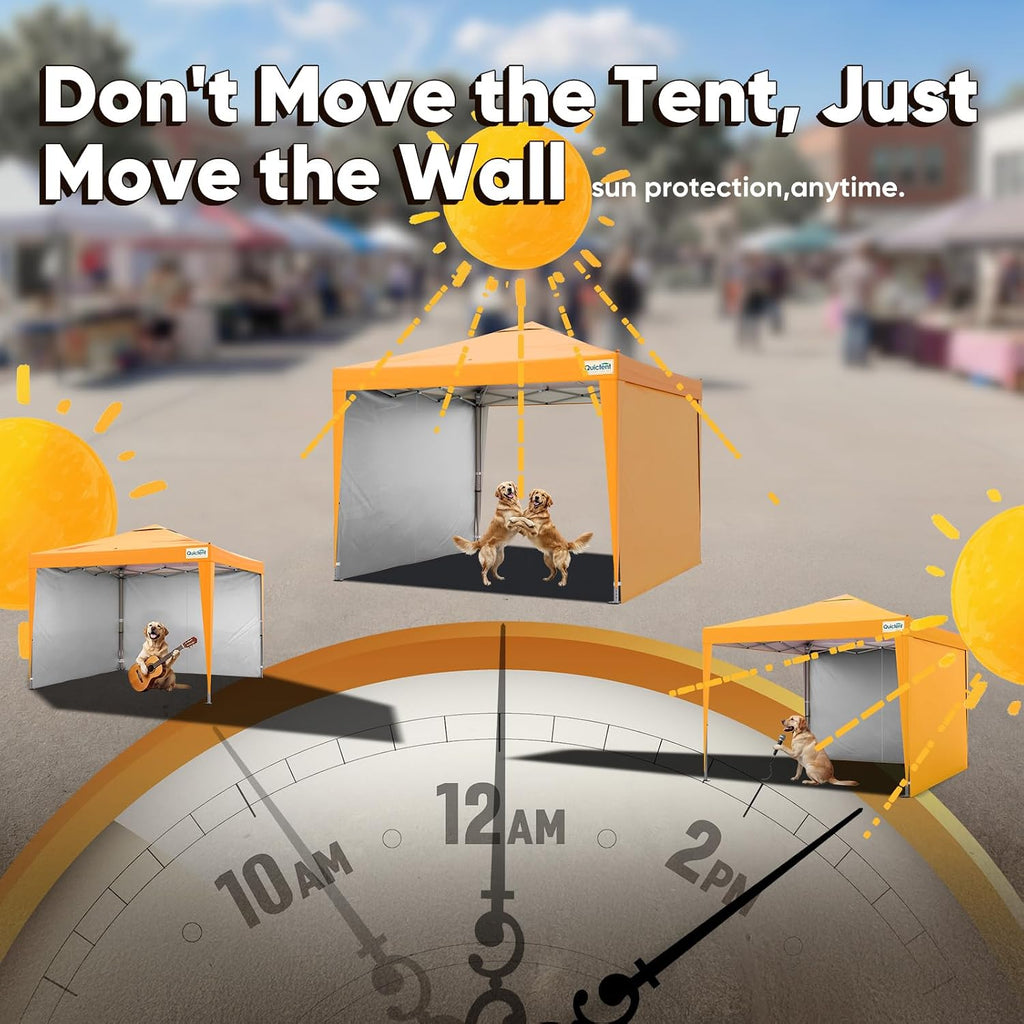 Quictent 10x10 Pop Up Canopy Tent with 2 Sidewalls, Instant Setup Gazebo for 1 Person, Portable & Compact, Waterproof & UV Protection, Ideal for Camping, Beach, Parties, and Outdoor Events