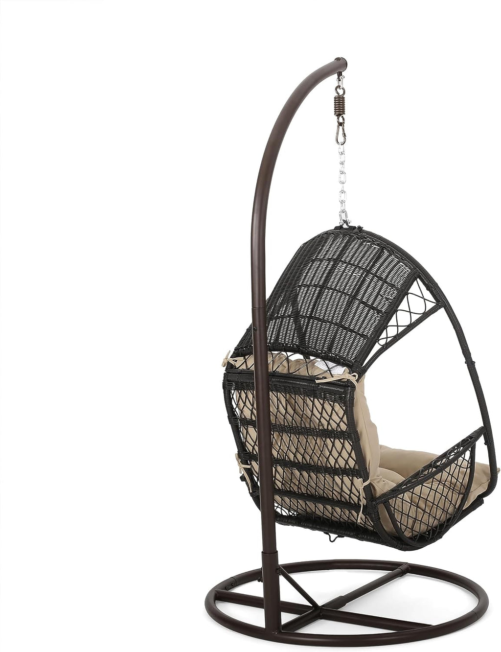 Christopher Knight Home Amanda Wicker Hanging Chair with Stand, Brown, Tan