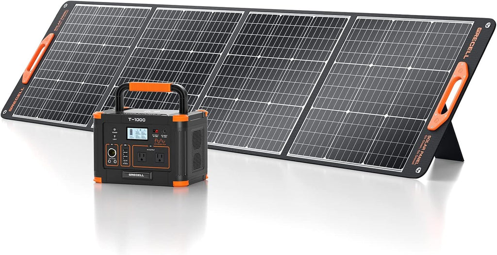 GRECELL 1000W Solar Generator with 200W Portable Solar Panel, 999Wh Portable Power Station Solar Powered Generator Lithium Battery Backup USB-C PD 60W for Outdoor Camping RV Off-grid Home Emergency