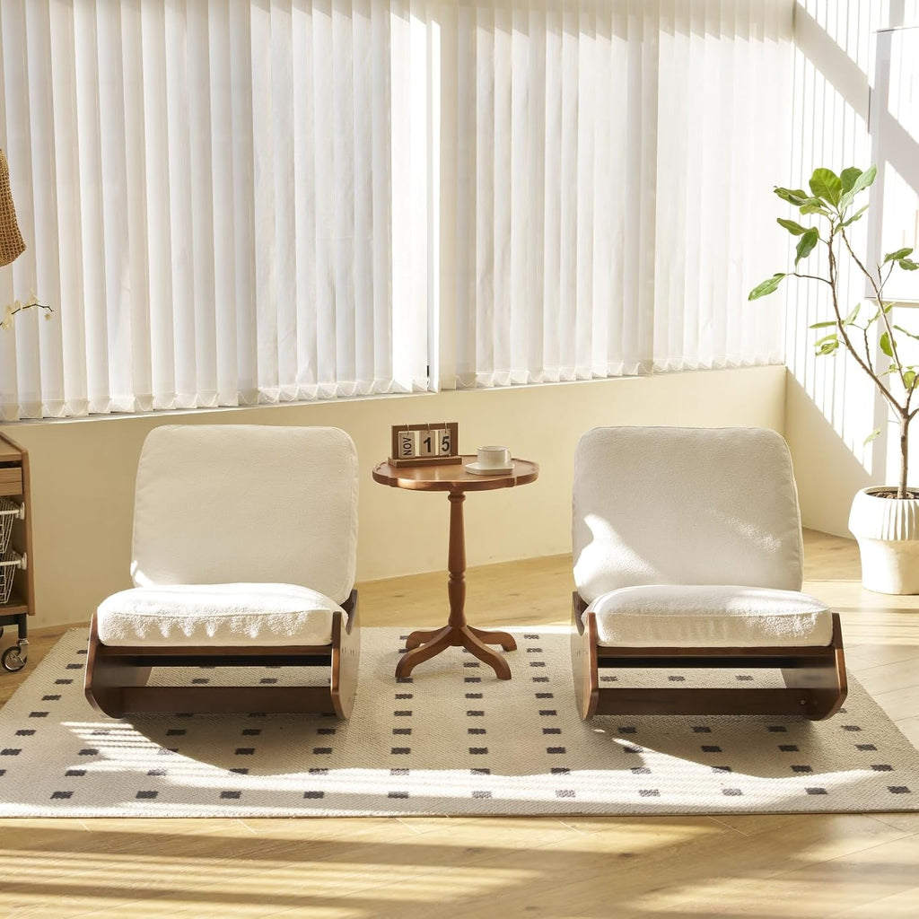 Nursery Rocking Chair Tall Back Boucle Glider Rocker Rocking Accent Chair Comfy Single Sofa Side Chair for Living Room Bedroom Hotel, Bedroom, Baby Room (White)
