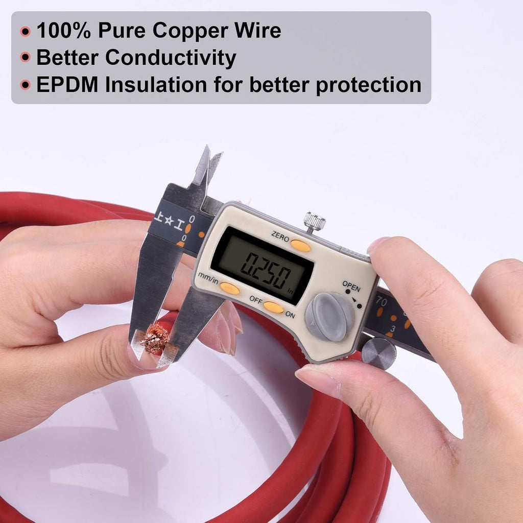4 Gauge Battery Cable, 25FT Red + 25FT Black 4 AWG Pure Copper Wire Welding Cable, for Automotive, Battery, Solar and Generator, Standard USA OFC Wire