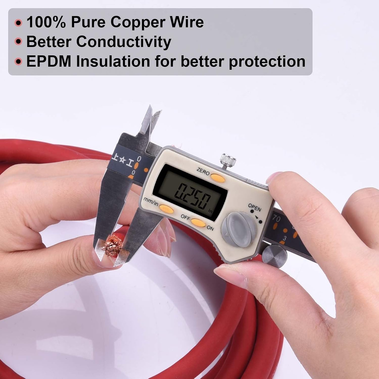 4 Gauge Battery Cable, 25FT Red + 25FT Black 4 AWG Pure Copper Wire Welding Cable, for Automotive, Battery, Solar and Generator, Standard USA OFC Wire