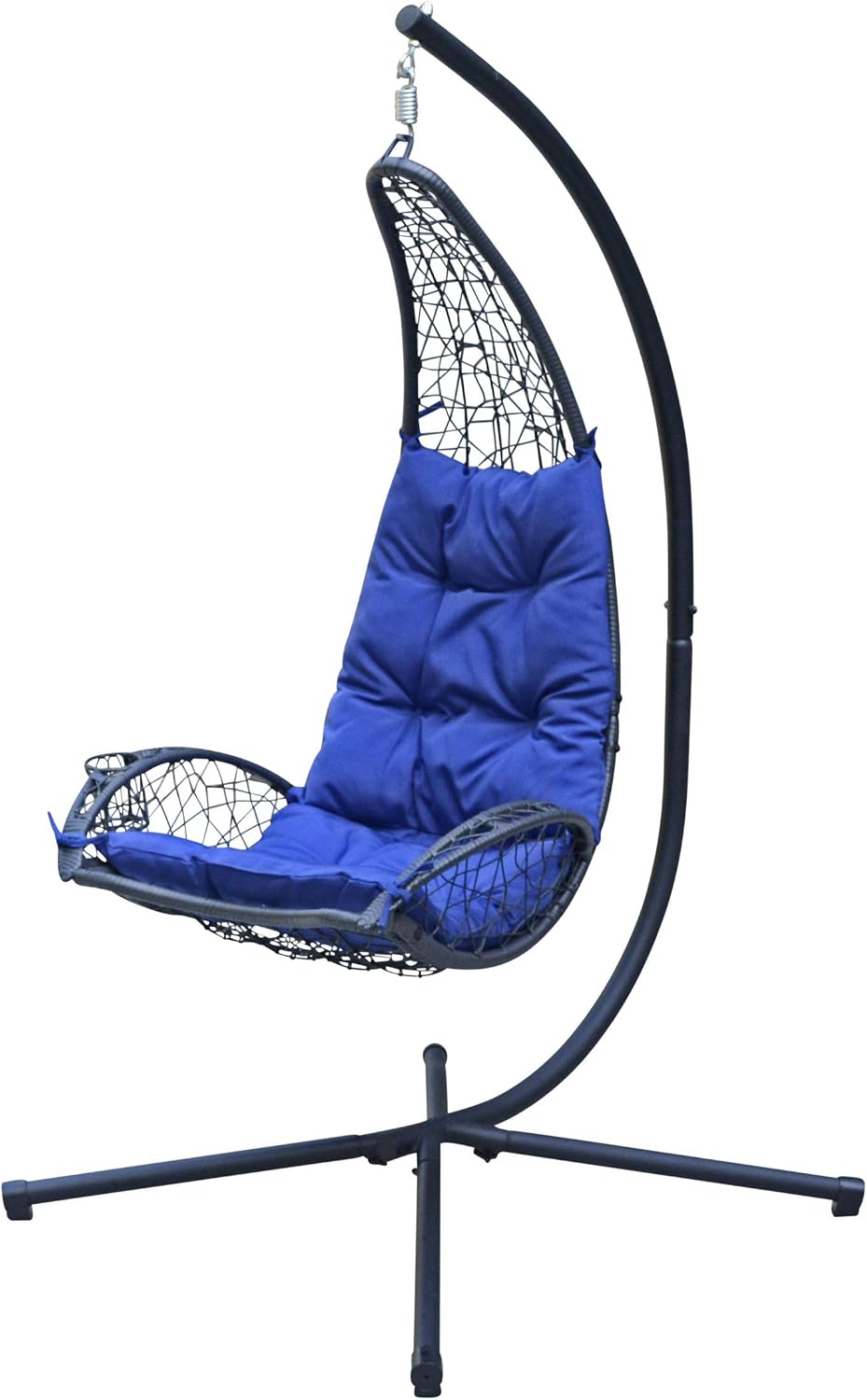 Cushioned Rattan Wicker Hanging Chair with Stand