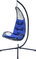 Cushioned Rattan Wicker Hanging Chair with Stand