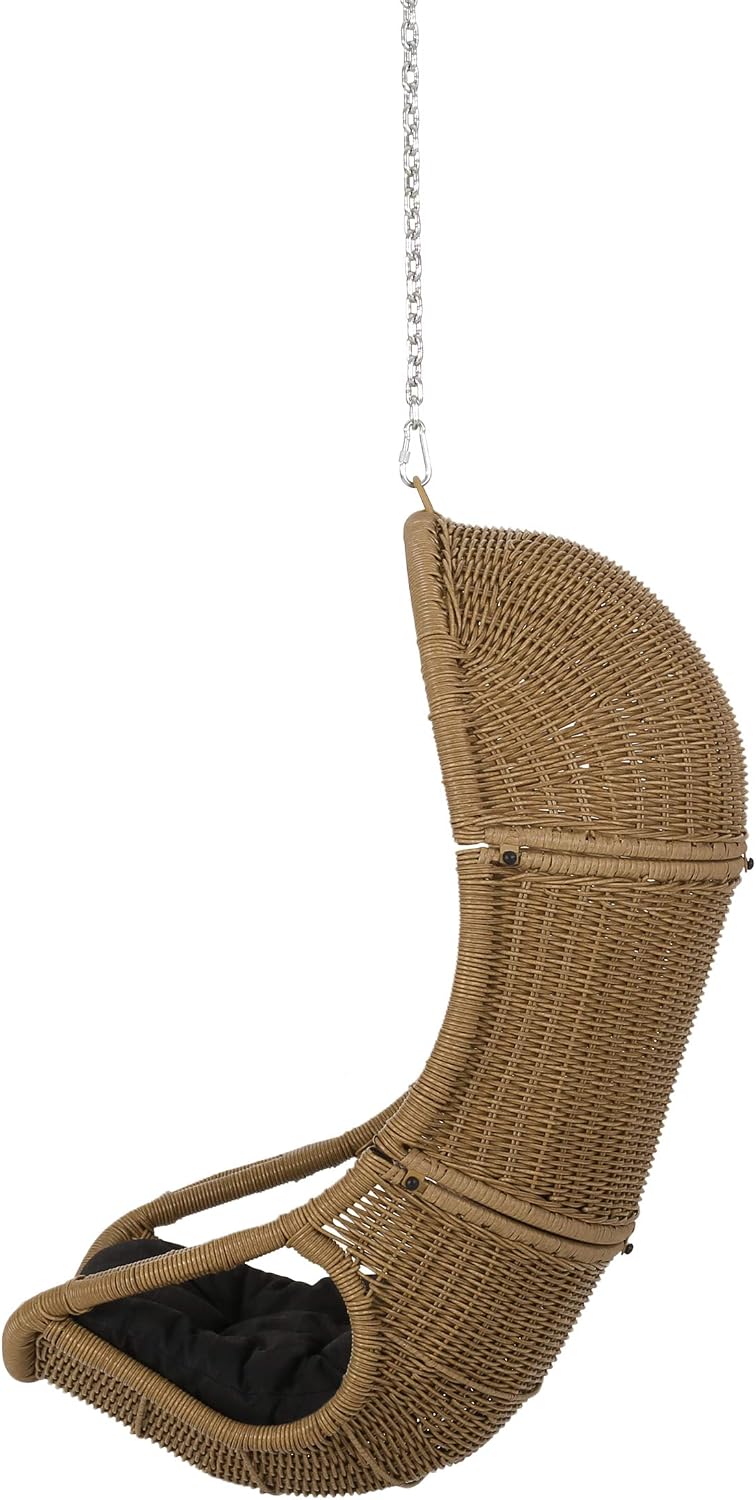 Christopher Knight Home Orville Outdoor Hanging Chair, Dark Gray + Light Brown