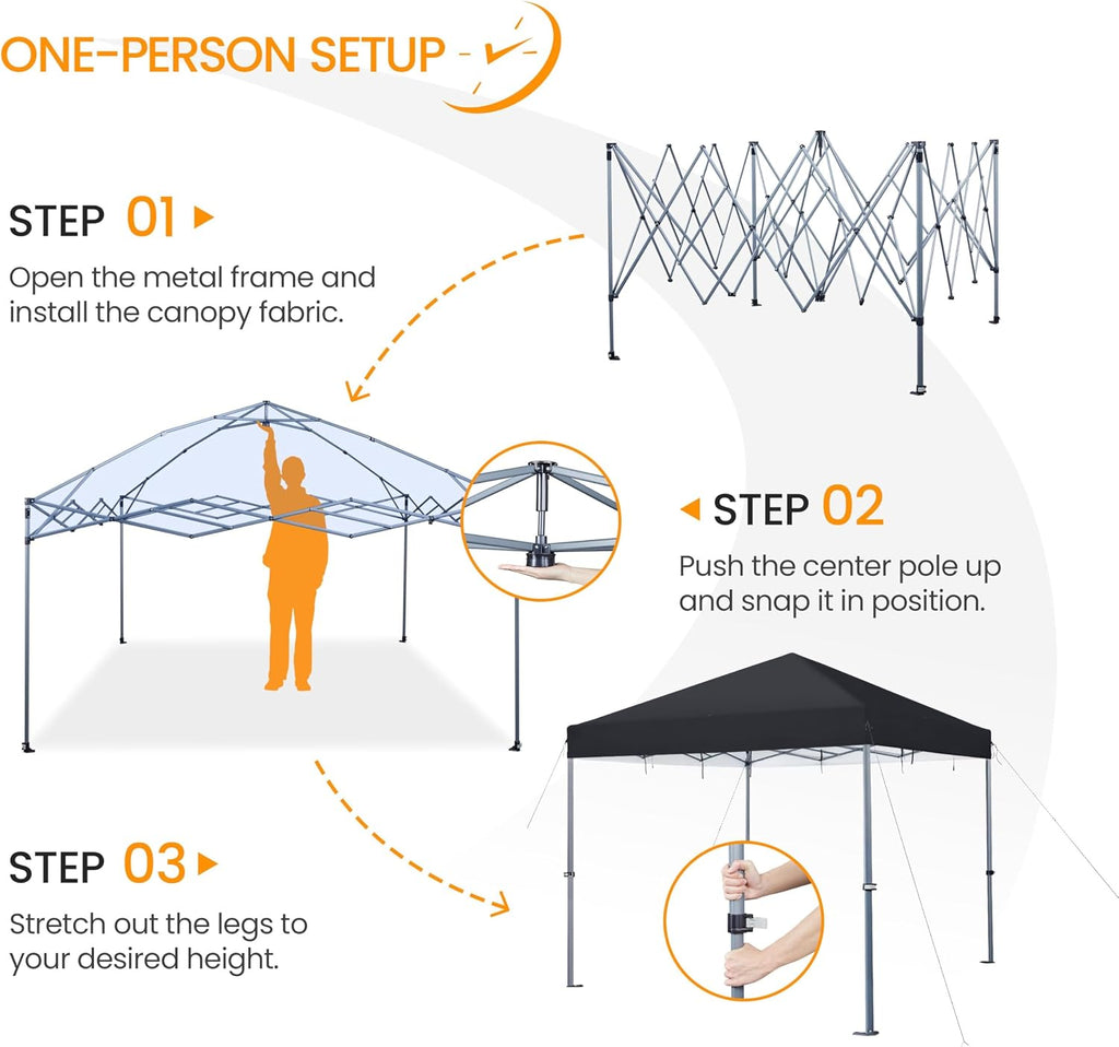 Yaheetech 12x12 Pop Up Canopy Easy Set-up Tent, Portable Outdoor Canopy Instant Tent, Commercial Gazebo with Wheeled Carry Bag & 4 Sandbags for Home, Party & Outdoor Activities, Black