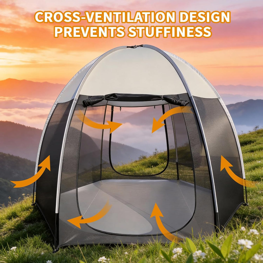 Screen House Tent Portable Canopy with Floor Mosquito Net Outdoor Room Perfect for Patio Backyard Gazebo Picnic Mesh.