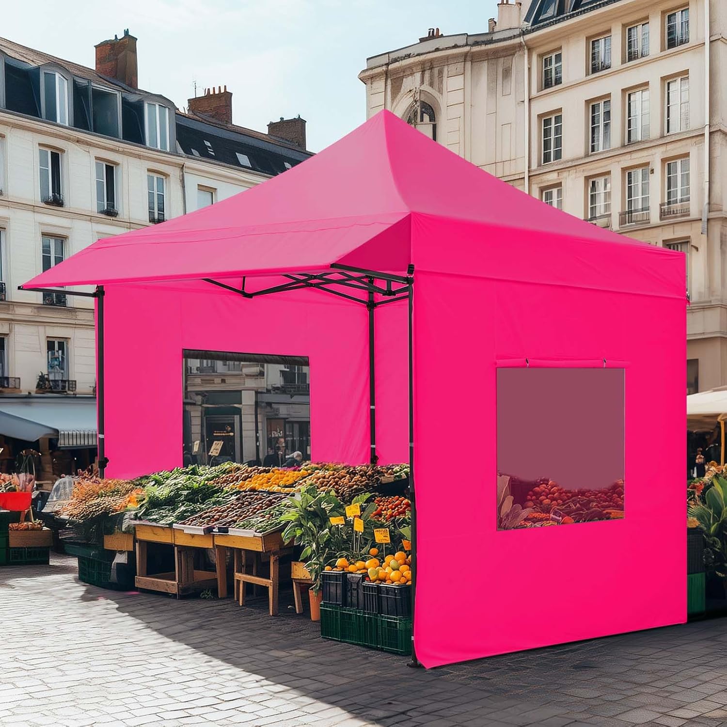 Quictent 10x10 Heavy Duty Pop up Canopy Tent with 3 Removable Sidewalls, Commercial Grade Instant Shelter with Wheeled Bag for Outdoor, Parties, Markets, 600D PU Coated UPF 50+ Sun Shield