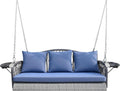 ZZW Wicker Porch Swing Heavy Duty 900 LBS 3-Seat Outdoor Patio Swing Chair with Cushions & 8.9ft Chains Outdoor Hanging Bench with Upgraded Cup Holders for Garden Deck Backyard