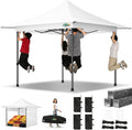 COBIZI 13x13 Pop Up Canopy Tent Heavy Duty with Sidewalls & Auto-Extending Eaves Outdoor Gazebo Easy Up for Backyard Party Commercial Events, All Weather Waterproof UV 50+(Leg Upgraded) White