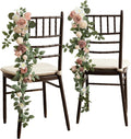 Ling's Moment 10pcs Wedding Chair Decorations Aisle Floral Swag Artificial Pew Flowers Hanging Garland Pink Blush & Cream For Ceremony Reception Church Rose Floral Faux Arrangement Party Outdoor Decor