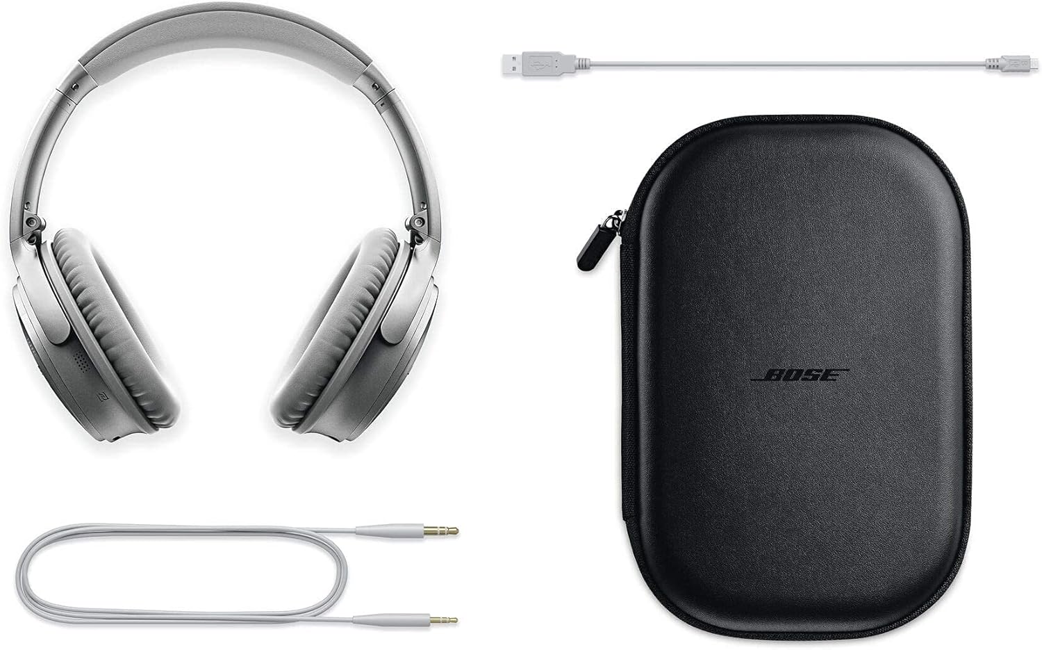 Bose QuietComfort 35 (Series II) Wireless Headphones, Noise Cancelling - Silver (Renewed)