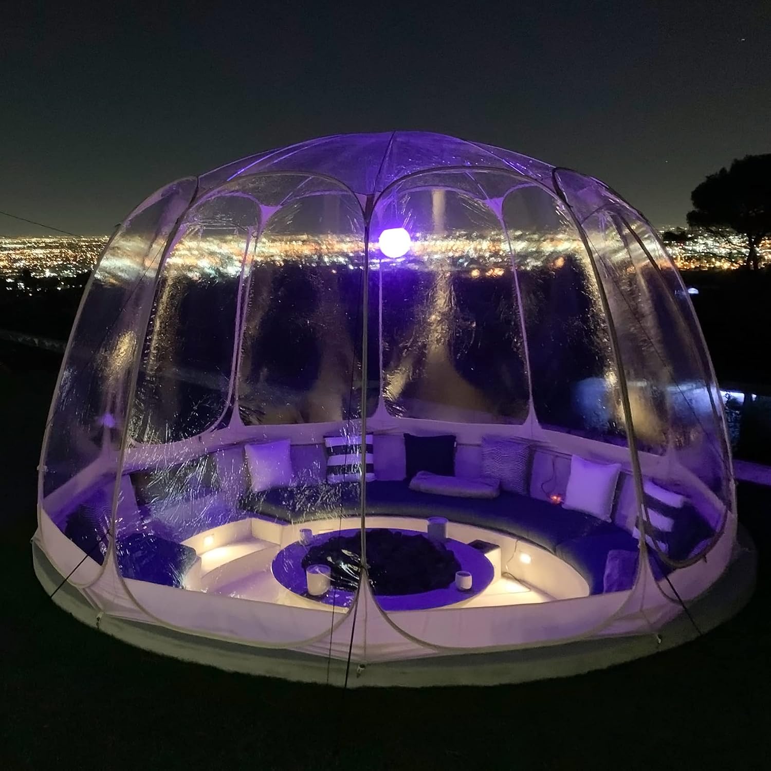 Alvantor® Pop Up Bubble Tent® - 12' x 12' Instant Igloo Tent® - 8-10 Person Screen House for Patios - Large Oversize Weather Proof Pod - Cold Protection Camping - Beige