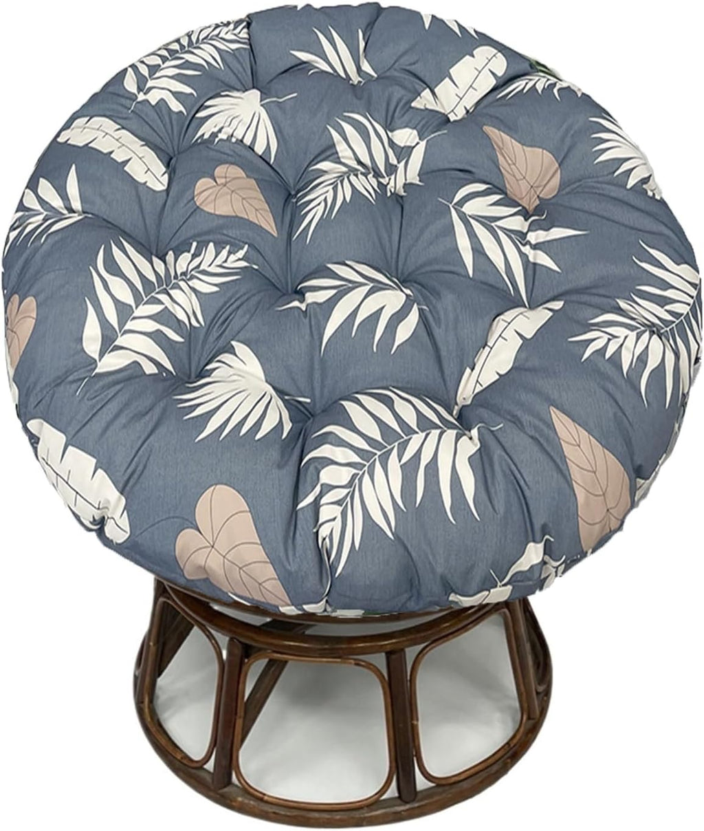 Ergonomic Wicker Papasan Chair Cushion, Round Papasan Swivel Chair Cushion, Rocking Chair Cushion for Outdoor Indoor(Leaves,51 * 51 in)