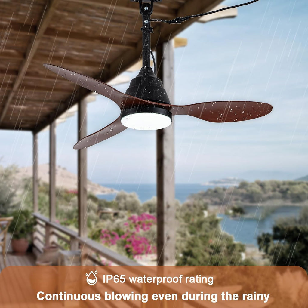 42'' Waterproof Outdoor Ceiling Fan with Lights IP65 Gazebo Fan Outdoor Hanging Wet Rated Plug in Ceiling Fan for Patio Pergola Porch Outside, APP Remote Control, Dimmable LED, 6 Speeds