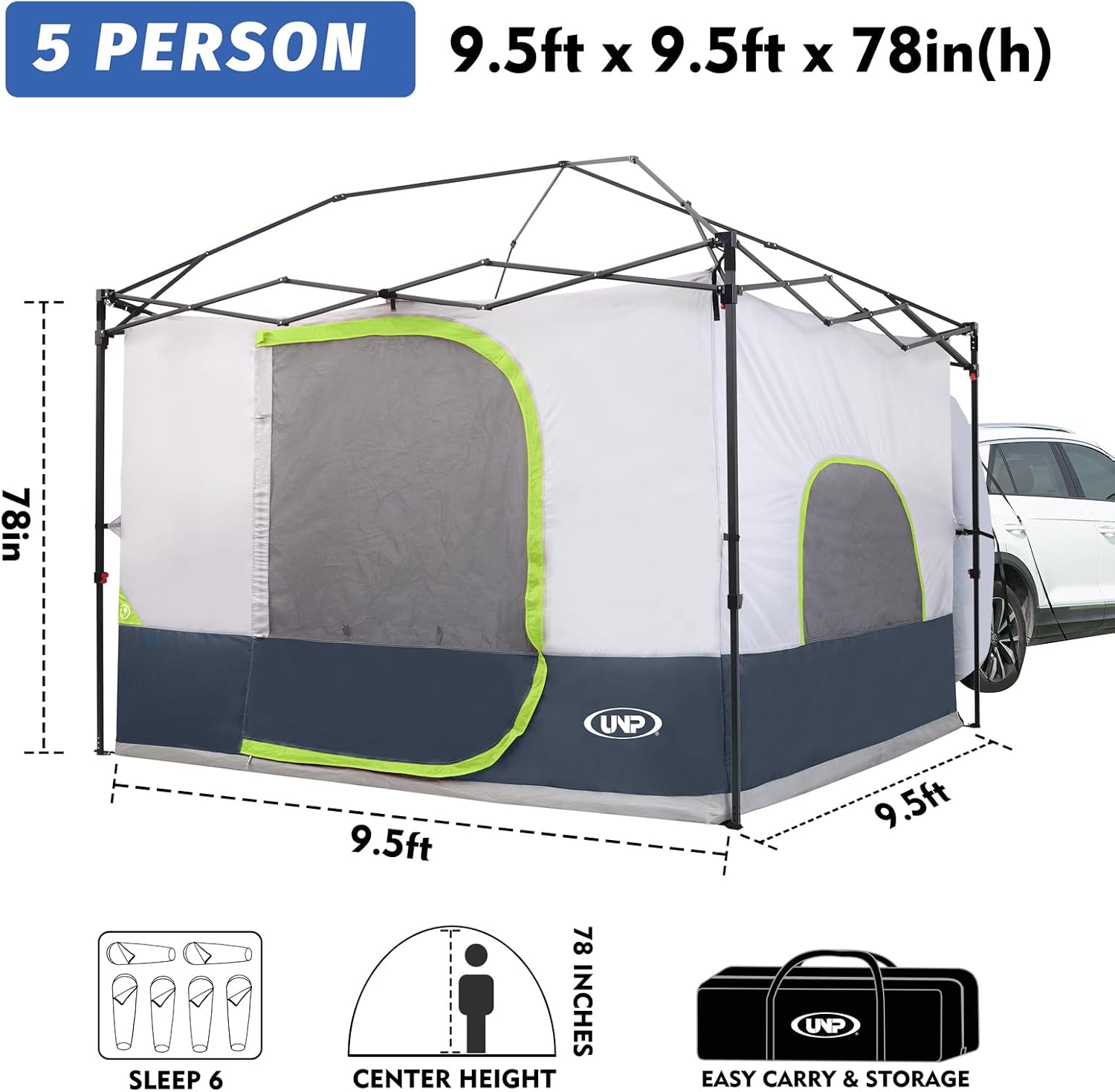 UNP Camping Canopy - Inner Tent - Side Tents - SUV Camping Cube for 10' x 10' Pop Up Canopies (Canopy Pole/Shelter NOT Included) (Dark Blue-SUV Cube Tent)