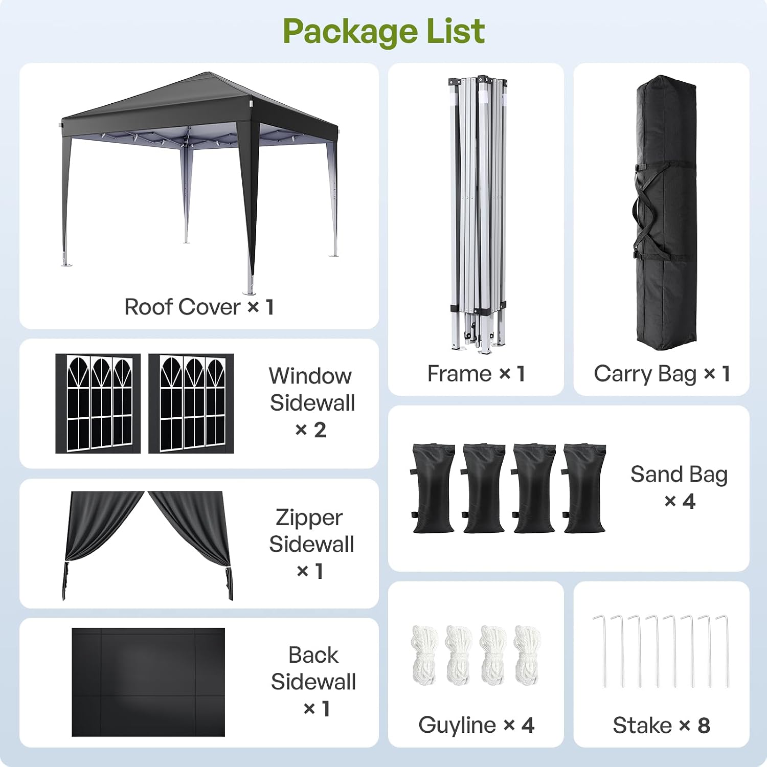 Driftalia 10x10 Pop Up Canopy with Sidewalls, Outdoor Instant Canopy Tent with Carry Bag for Commercial Events, Camping, Backyard Parties - Black