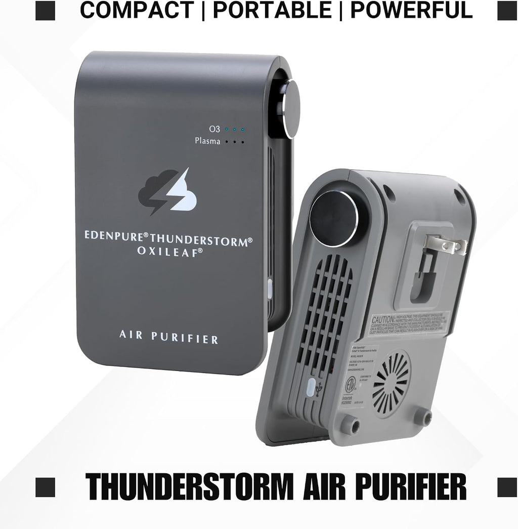 EdenPURE Thunderstorm III Air Purifier – Small Plug-In Ozone Generator & Ionizer – Eliminates Odors, Pet Smells, Smoke, Mold – Filter-Free Portable Cleaner for Home, Travel, Car, Office Use