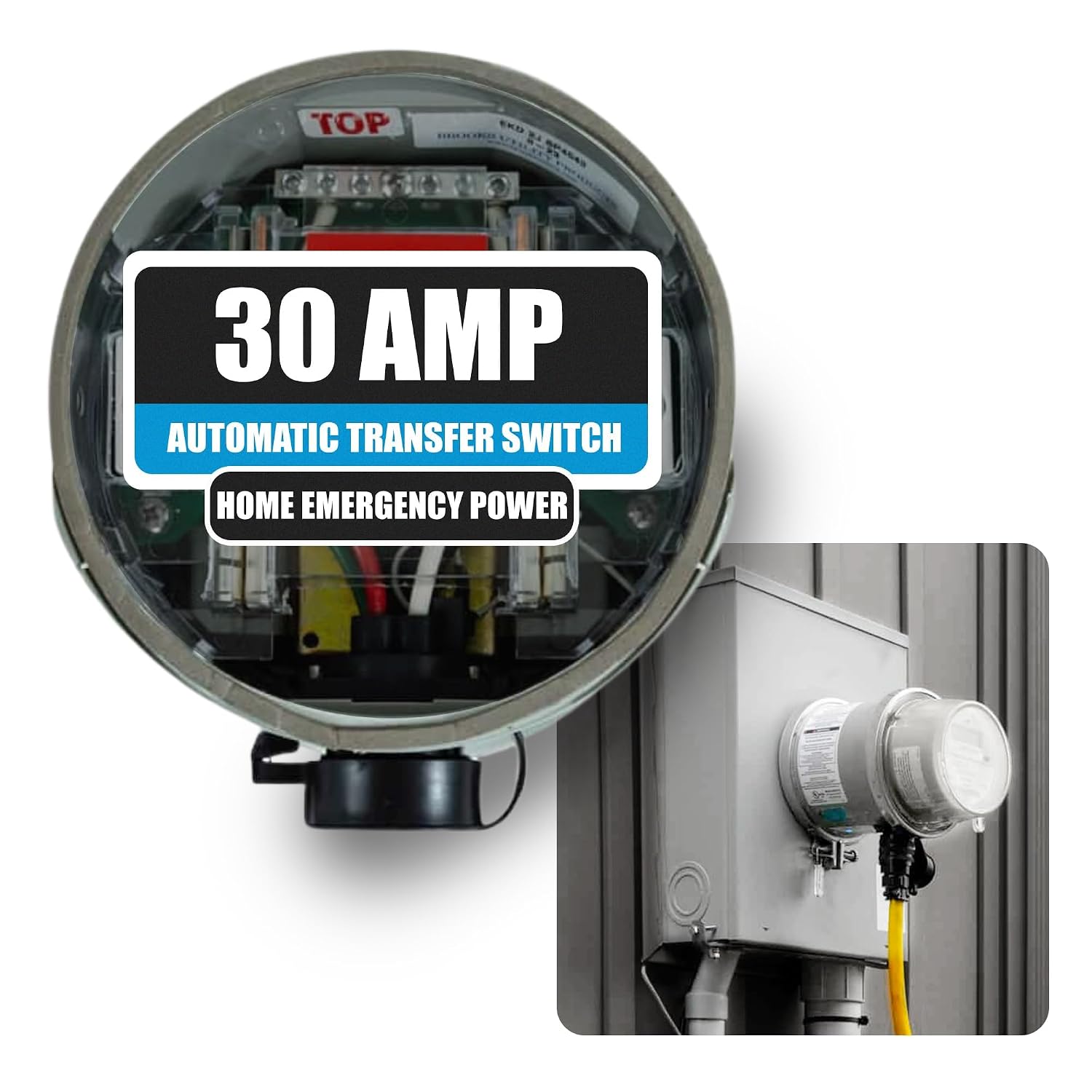 GenerLink Automatic Transfer Switch for Home Generator w/Surge Protection - Meter Mounted Transfer Switch for Portable Generators - Outdoor & Home - Fast and Easy Installation - 30AMP