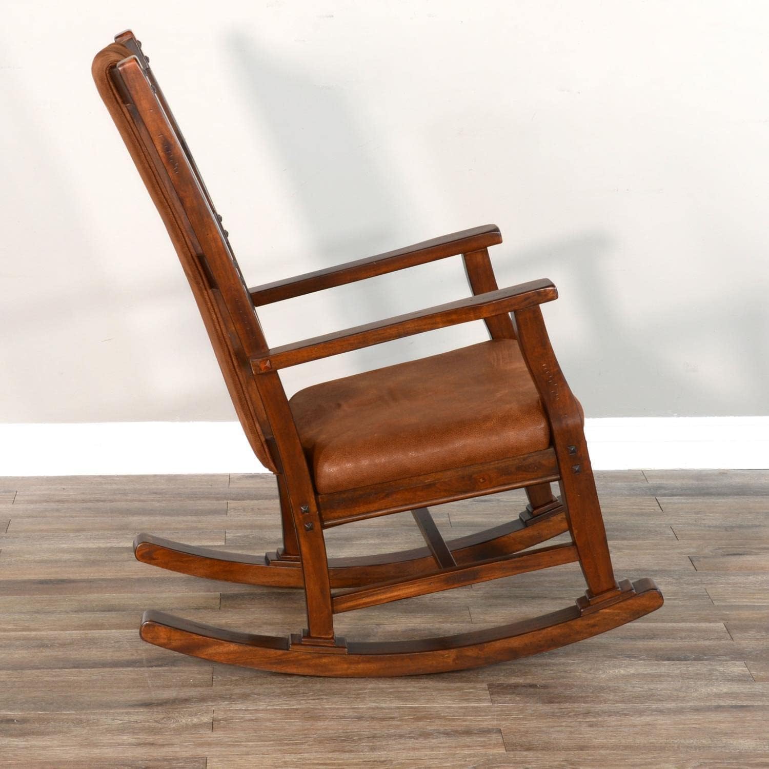 Pemberly Row Wood Rocking Chair, Indoor in Chocolate (41' H x 26' W x 22.5' D) for Living Room with Cushion Seat, High Back, Easy Assembly