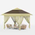 Devoko 10x10 Pop Up Gazebo Canopy Tent with Double Roof – Instant Shelter for Backyard, Garden, Party, Patio, Lawn – Portable Vented Outdoor Shade (Brown)