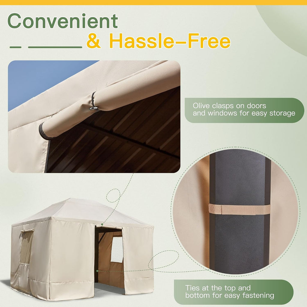 YOLENY Winter Cover for 1012 Hardtop Gazebo, All-Season Gazebo Accessory, Transform for Winter with Mesh Screens and Doors and Windows
