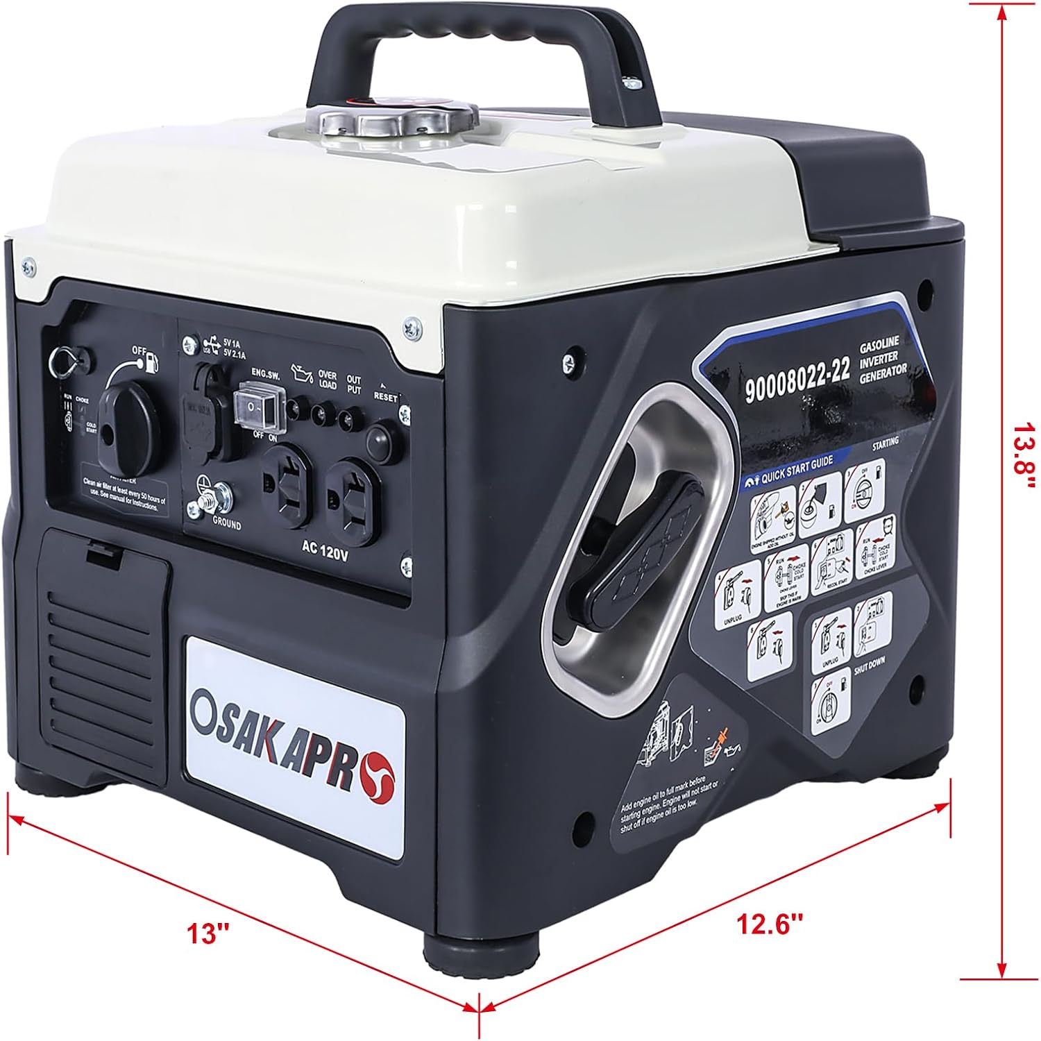 Portable Inverter Generator, 1200W Ultra-Quiet Gas Engine, Epa Compliant, Eco-Mode Feature, Ultra Lightweight For Backup Home Use & Camping