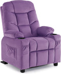MCombo Big Kids Recliner for Ages 3+, Child Reclining Chair, Toddlers Recliner Sofa with Cup Holders (Velvet, Violet)