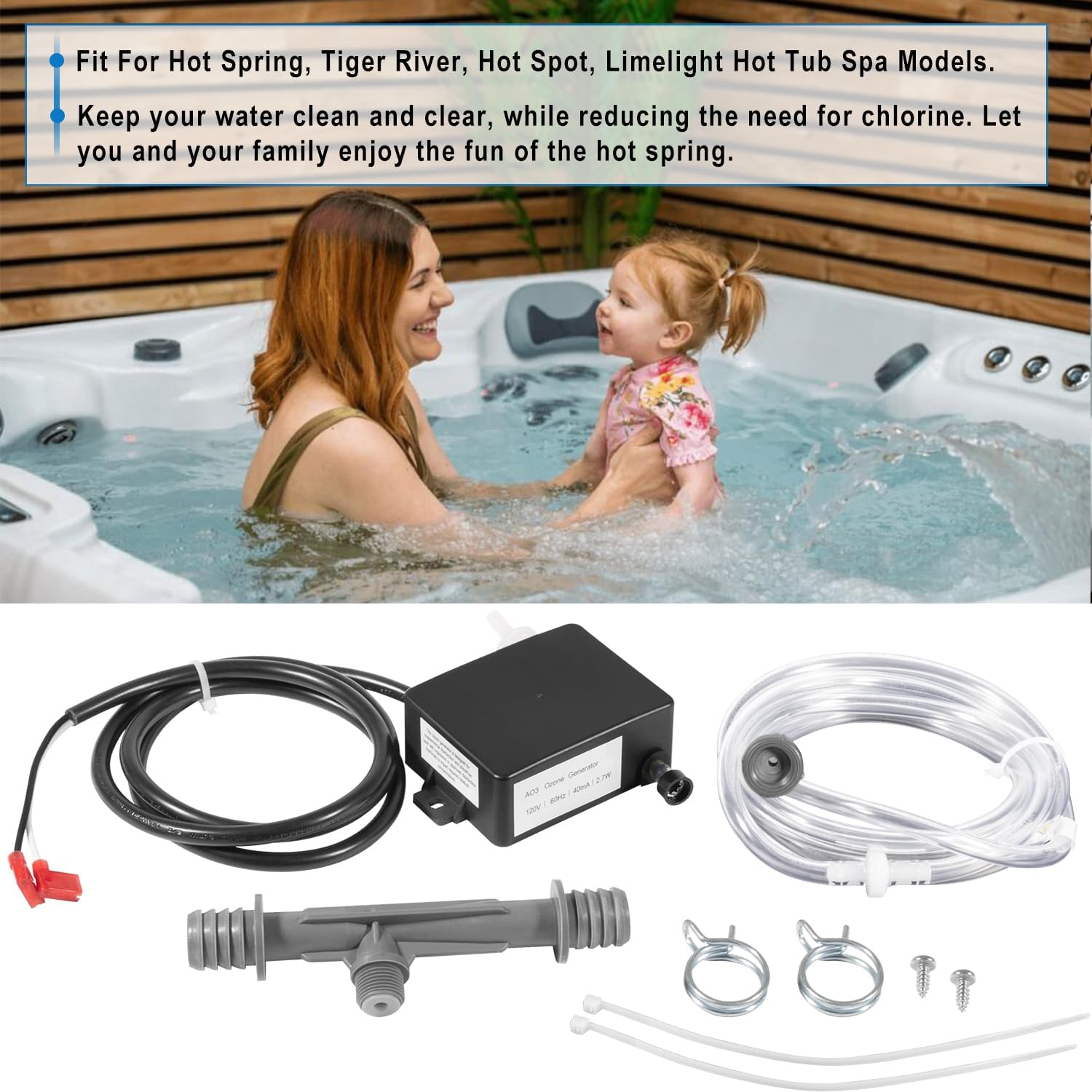 72602 Complete Ozonator Unit Ozone Generator Replacement Parts for Watkins Freshwater III Ozone System Fit for Hot Spring Spas & Hot Tub Models 1995 to Current