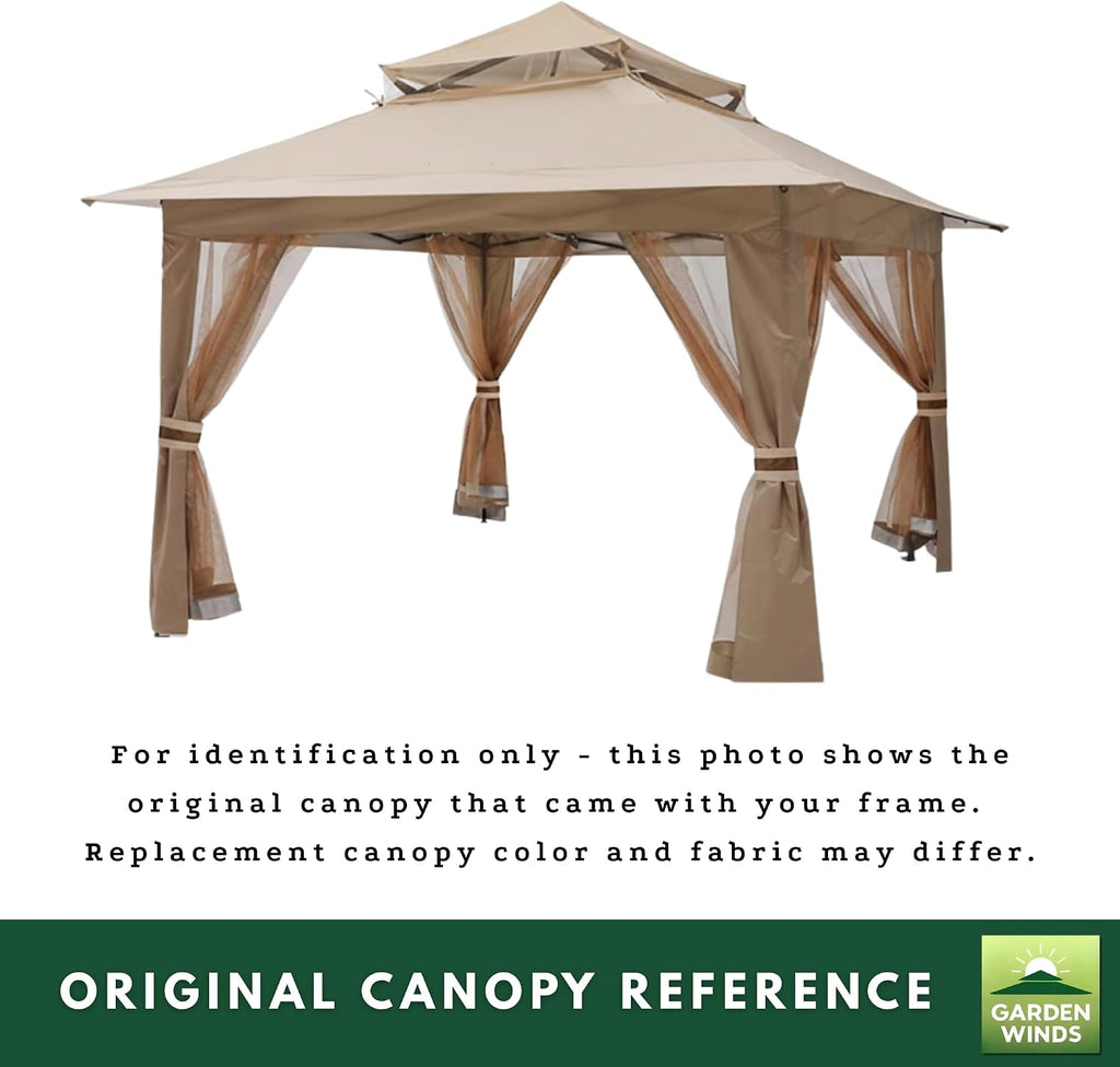 Garden Winds Reinforced Replacement Canopy Top Cover Compatible with The ABCCANOPY, MasterCanopy, and Cooshade 13' x 13' Portable Pop Up Gazebo - Classic Sand, Riplock 350