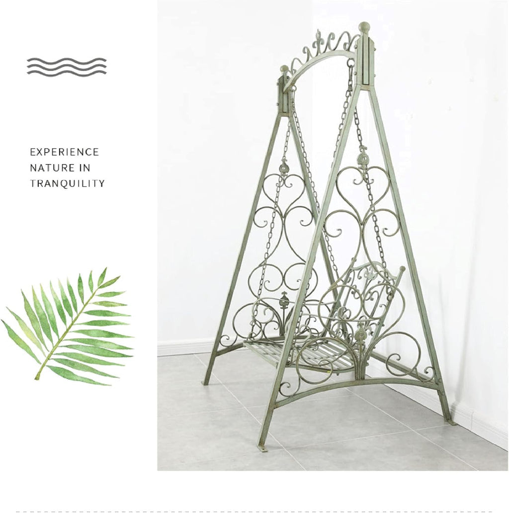 Swing Chair, Retro Wrought Iron Outdoor Single Swing Hanging Basket Rocking Chair, Courtyard Garden Chair Children's Hanging Chair