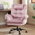 Bestier Criss Cross Chair with Flip-Up Armrests and Headrest, 135° Reclining Swivel Executive Chair with Side Pockets, Big and Tall Computer Desk Chair for Home Office Bedroom, Pink Velvet