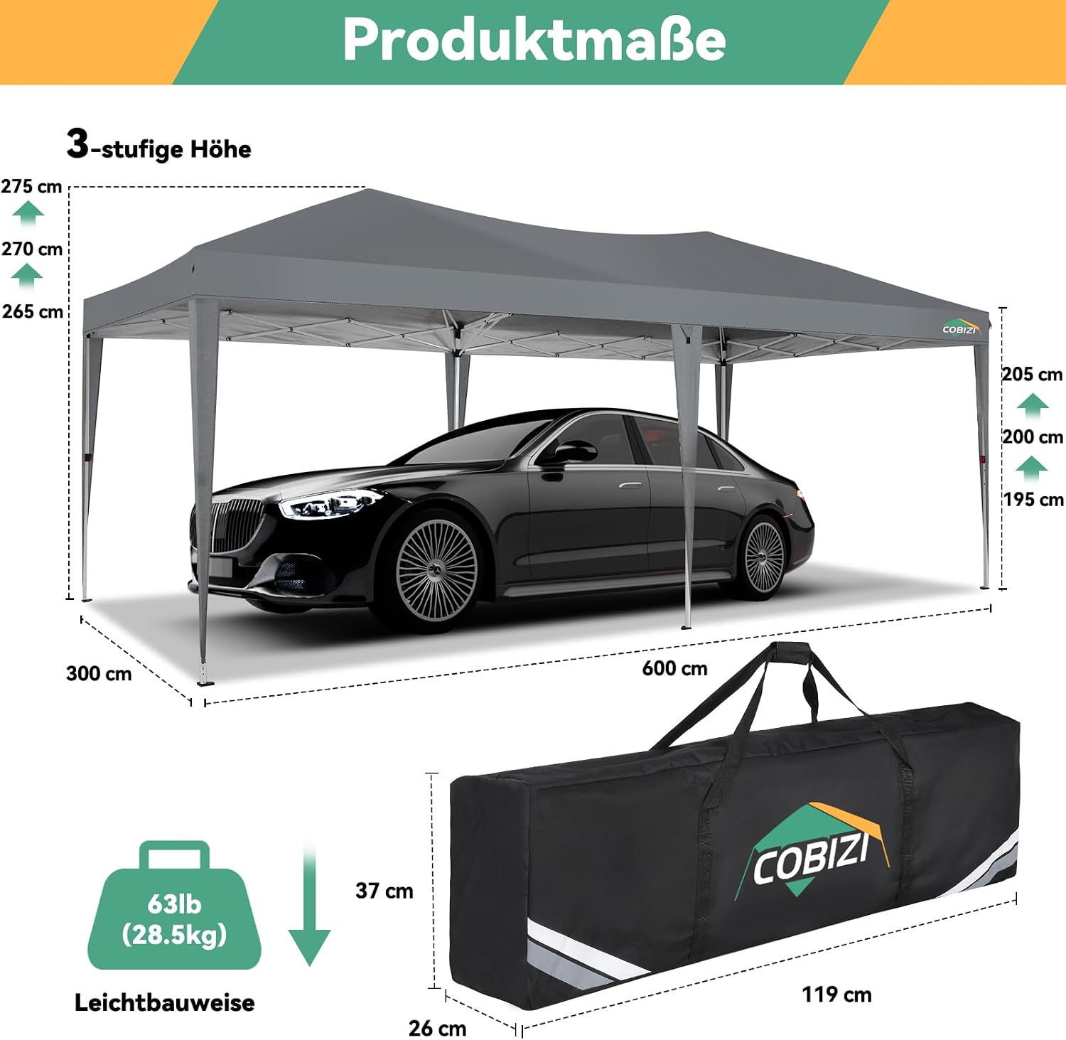 COBIZI 10x20 FT Pop up Canopy Tent with Sidewalls, Party Tents for Parties, Carpas para Fiestas, Easy Set Large Outdoor Popup Patio Gazebo for Backyard,Weddings,Vendor,Commercial Event,Gray (Upgrade)