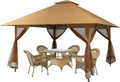 Tangkula 13x13 Ft Pop Up Gazebo with Netting, 2 Tier Patio Gazebo with Center Lock, Mesh Sidewalls, 4 More Ribs, Wheeled Bag, Easy Setup Instant Outdoor Shelter for Garden, Deck, Backyard, UPF50+