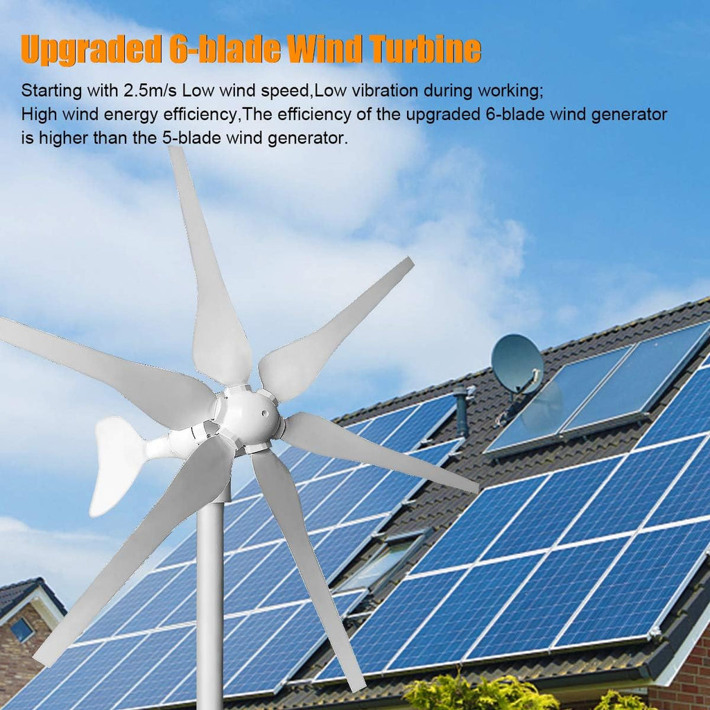 1120 Watts 12Volt Solar Wind Hybrid System Kit: 400W 6-Blade Wind Turbine Generator with Charge Controller,6pcs 120W Flexible Monocrystalline Solar Panel.for Home Boat RV Camping