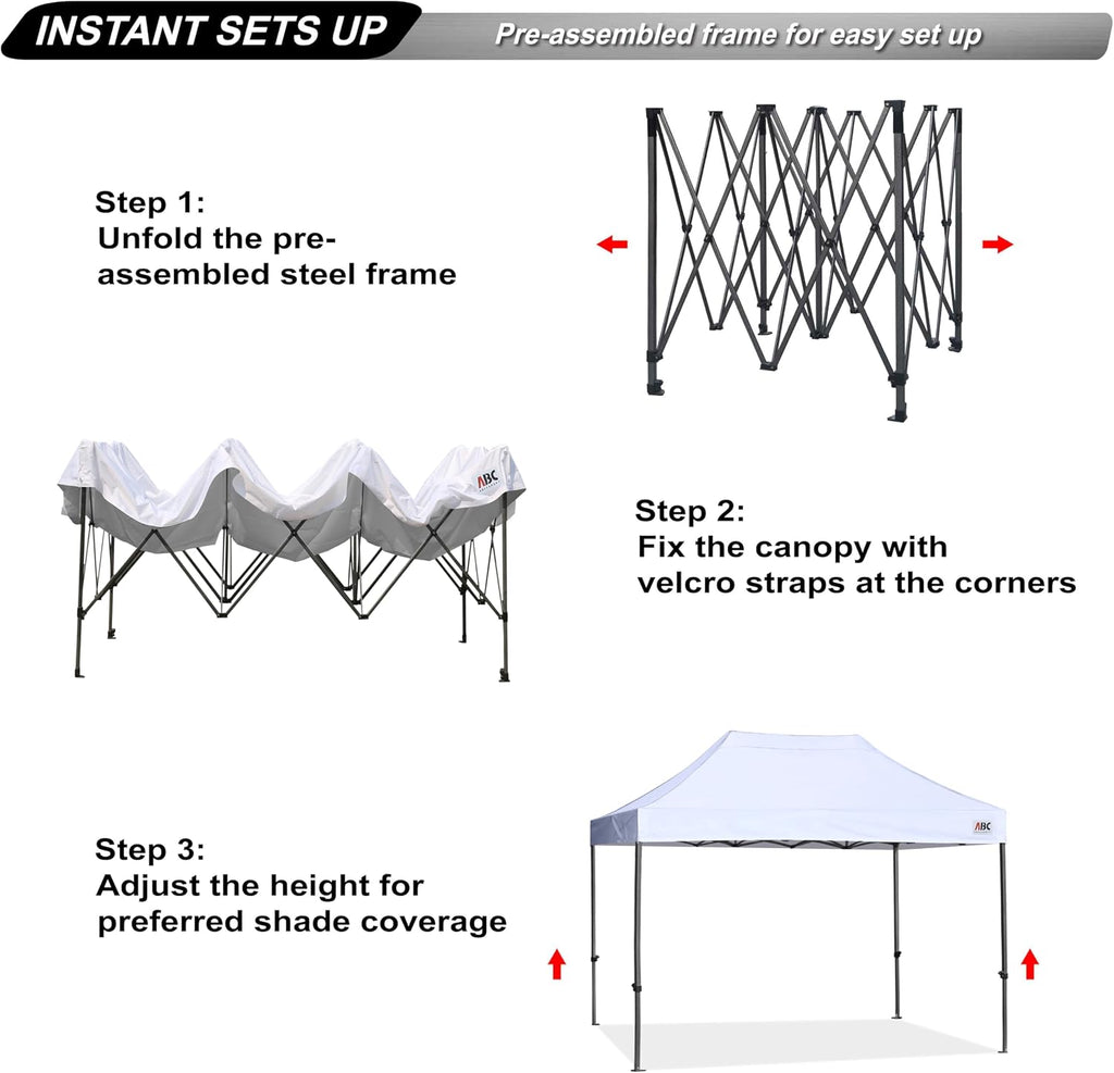 ABCCANOPY Patio Pop Up Canopy Tent 8x12 Commercial-Series (White)