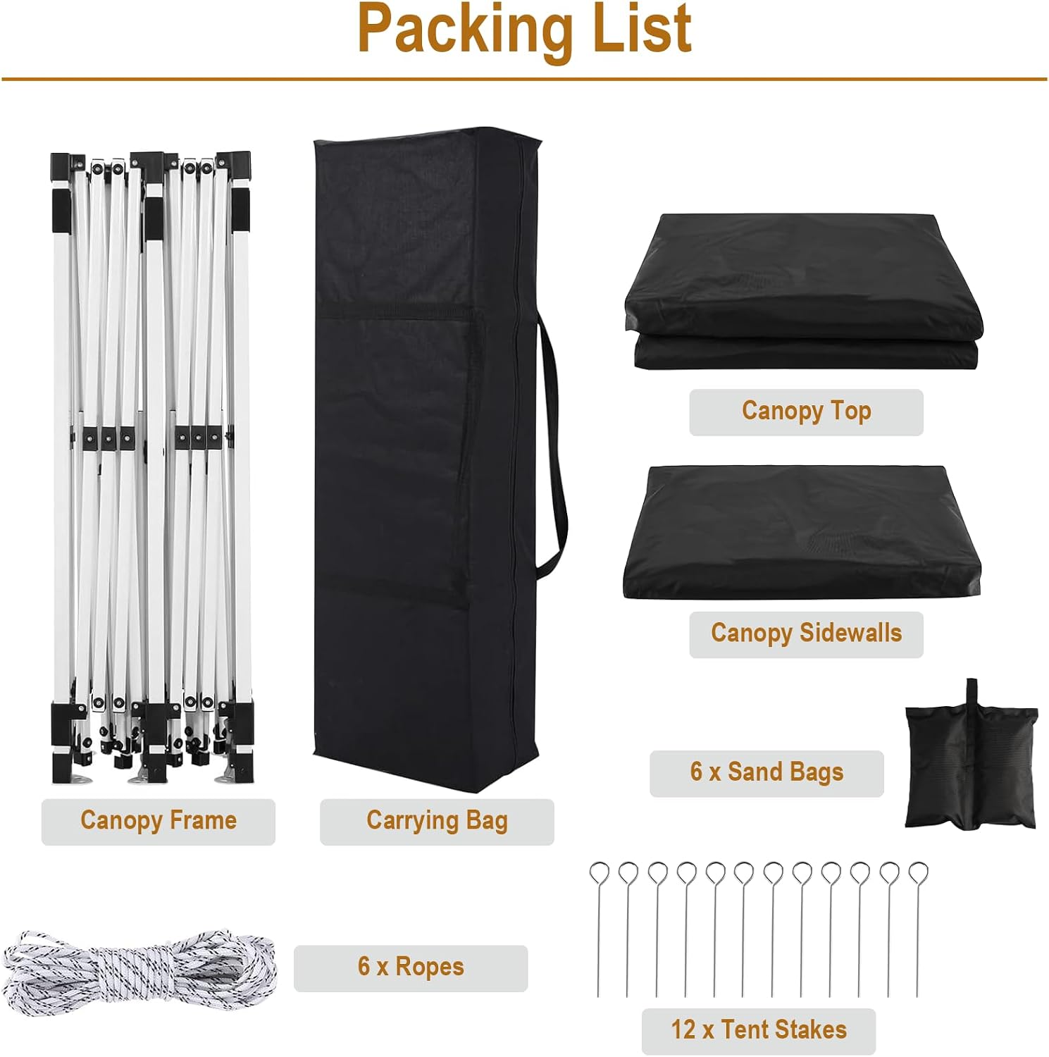 10x20 Black Pop Up Canopy Outdoor Party Tent with 6 Sidewalls, Wedding Party Tent Outdoor Waterproof UV50 Canopy Event Shelter Tents for Parties, 6 pcs Weight Bag,Carry Bag