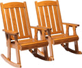 VINGLI Outdoor Rocking Chair, Heavy Duty 600 LBS Wooden Rocking Bench with Comfortable Backrest, Weatherproof Patio Rocker with Ergonomic Design, Wood Rocking Chair for Patio, Garden (Teak, 2 PCS)