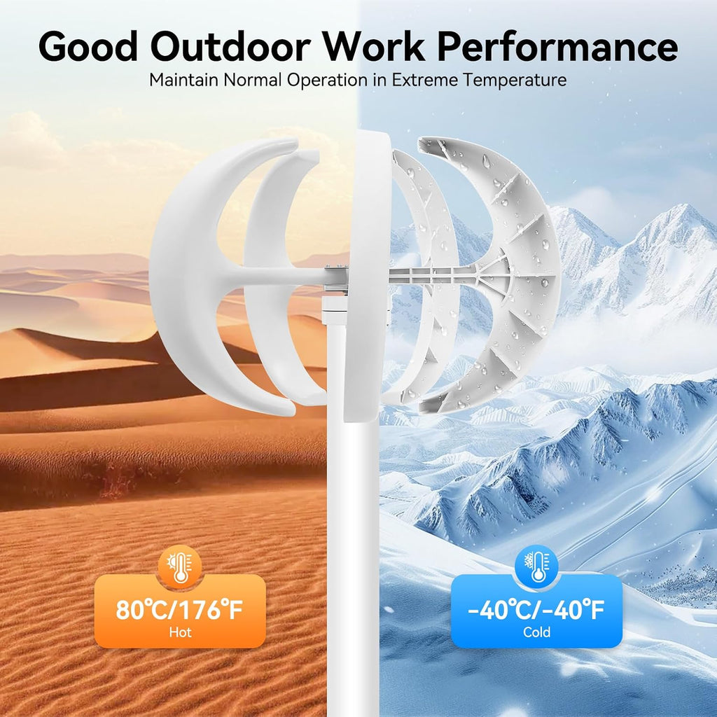 600W Wind Turbine Generators Kit, 24V 5 Blades Vertical Axis Wind Power with Controller, 5 Blades Lantern Motor Vertical Axis Windmill for Home, Camping, -40～80℃ Working Temperature