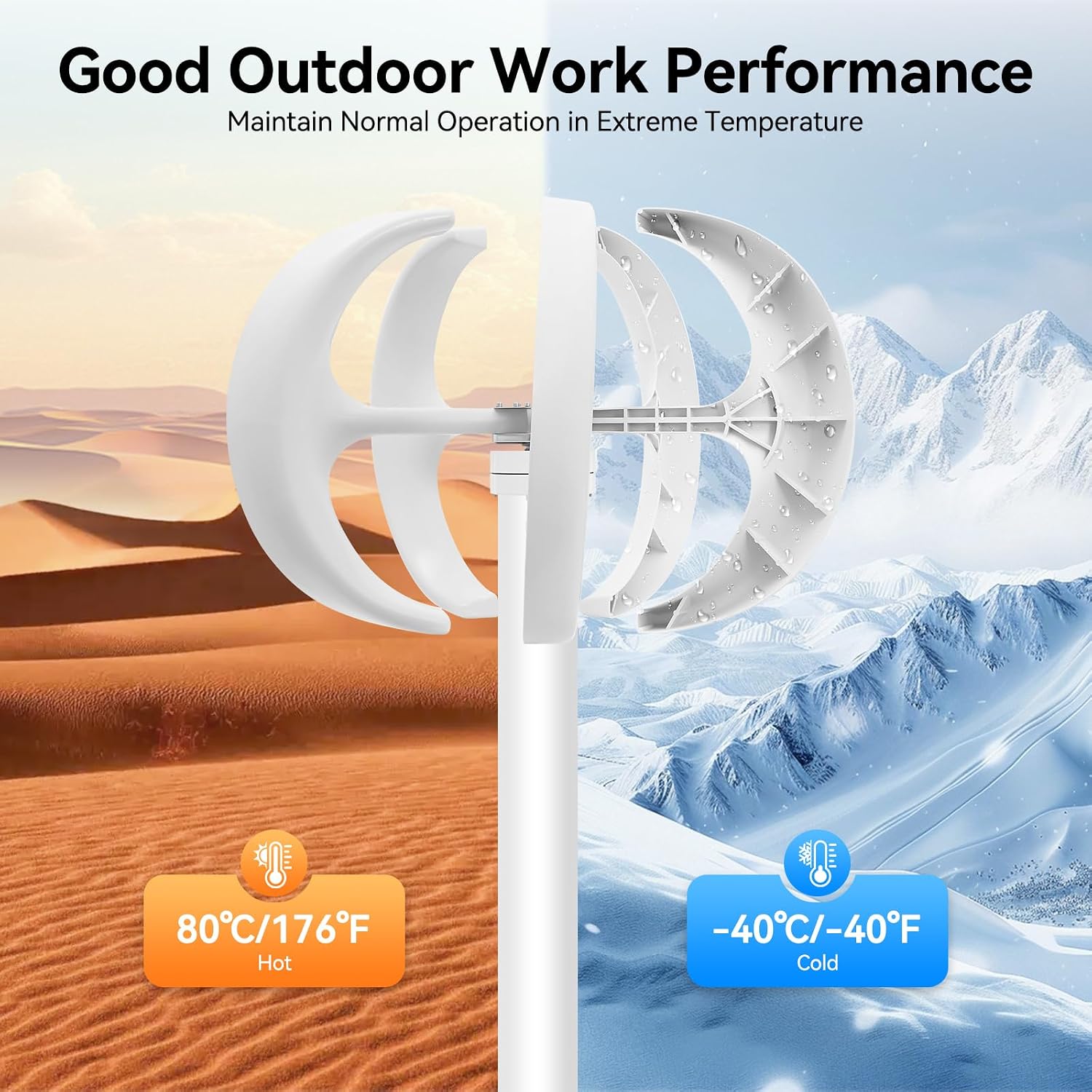 600W Wind Turbine Generators Kit, 24V 5 Blades Vertical Axis Wind Power with Controller, 5 Blades Lantern Motor Vertical Axis Windmill for Home, Camping, -40～80℃ Working Temperature