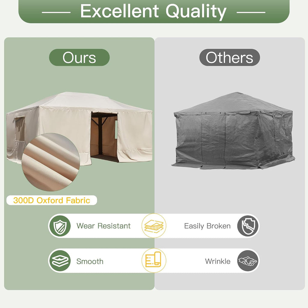 YOLENY Winter Gazebo Cover for 12×16 Hardtop Gazebo, Gazebo Accessories for All Seasons, Transform Your Gazebo for Winter, with Mesh Screens and Doors and Windows (Hardtop Gazebo Not Included), Beige